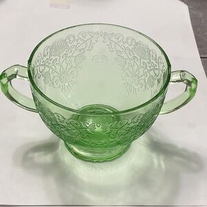 Elegant Green Glass sugar bowl